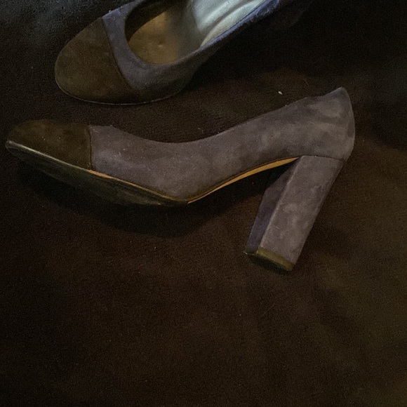 Suede cobalt, blue chunky heel pumps - Picture 4 of 5